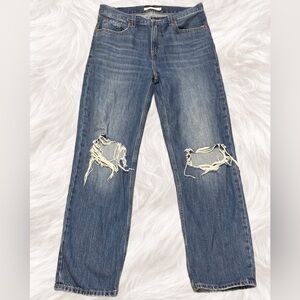 Levi’s Low Pro Straight Denim Jeans 28 Grunge Distressed Ripped Low Waist